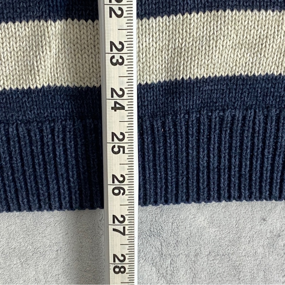 Chaps Mock Neck Sweater Sz Large Cotton Blue Stripe - Picture 8 of 9